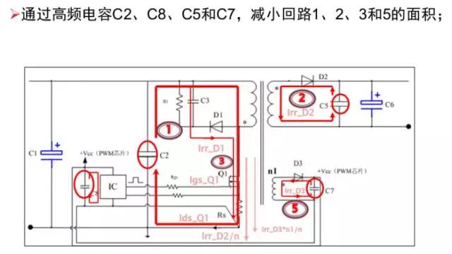 電源適配器利用高頻電容，減少回路面積